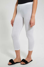 Load image into Gallery viewer, Redtag-White-Leggings-Full-Length-&-Capri-(Pack-Of-2)-Leggings-Women's-