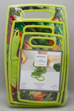 Load image into Gallery viewer, Green Printed Cutting Board With Knife (4 Piece Set)