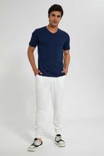 تنزيل الصورة على معرض الصور، Redtag-Navy-V-Neck-Basic-T-Shirt-V-Neck-Tees-Men's-