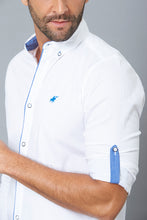 Load image into Gallery viewer, White Slim-Fit Long Sleeve Birdseye Shirt - REDTAG