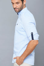Load image into Gallery viewer, Blue Slim-Fit Long Sleeve Birdseye Shirt - REDTAG