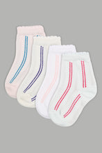 Load image into Gallery viewer, White Assorted Knee Length Socks (4-Pack) - REDTAG
