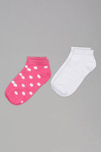Load image into Gallery viewer, Pink/White Polka Dots Ankle Socks (2 Pack)