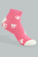 Load image into Gallery viewer, Redtag-Pink/White-Printed-Ankle-Socks-(5-Pack)-365,-Colour:Assorted,-Filter:Women's-Clothing,-Non-Sale,-Section:Women,-Women-Socks-Women's-