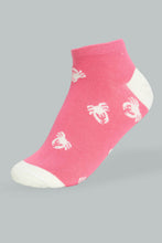 Load image into Gallery viewer, Redtag-Pink/White-Printed-Ankle-Socks-(5-Pack)-365,-Colour:Assorted,-Filter:Women's-Clothing,-Non-Sale,-Section:Women,-Women-Socks-Women's-