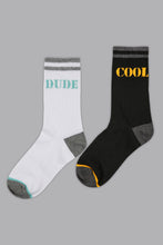 Load image into Gallery viewer, Black/White Cool Dude Socks (2-Pack) - REDTAG
