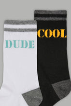 Load image into Gallery viewer, Black/White Cool Dude Socks (2-Pack) - REDTAG