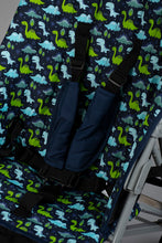Load image into Gallery viewer, Blue and Green Dinosaur Baby Buggy with Safety Belts