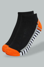 Load image into Gallery viewer, Black Stripe Ankle Socks For Senior Boys (Pack of 2)