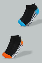 Load image into Gallery viewer, Black Stripe Ankle Socks For Senior Boys (Pack of 2)