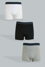 Load image into Gallery viewer, Redtag-Bsr-3-Pc-Pack-Boxer-Short-
(Black/Grey-Mel/White)-365,-BSR-Boxers,-Colour:Assorted,-ESS,-Filter:Senior-Boys-(9-to-14-Yrs),-New-In,-New-In-BSR,-Non-Sale,-Section:Kidswear-Senior-Boys-9 to 14 Years