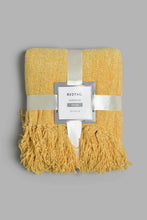 Load image into Gallery viewer, Redtag-Mustard-Chenille-Throw-With-Fringe-BED-HOME-SPUN-3,-Colour:Mustard,-Filter:Home-Bedroom,-HMW-BED-Throws,-New-In,-New-In-HMW-BED,-Non-Sale,-Section:Homewares,-W21B-Home-Bedroom-