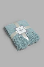 Load image into Gallery viewer, Redtag-Teal-Chenille-Throw-With-Beaded-Fringe-BED-HOME-SPUN-3,-Colour:Teal,-Filter:Home-Bedroom,-HMW-BED-Throws,-New-In,-New-In-HMW-BED,-Non-Sale,-Section:Homewares,-W21B-Home-Bedroom-
