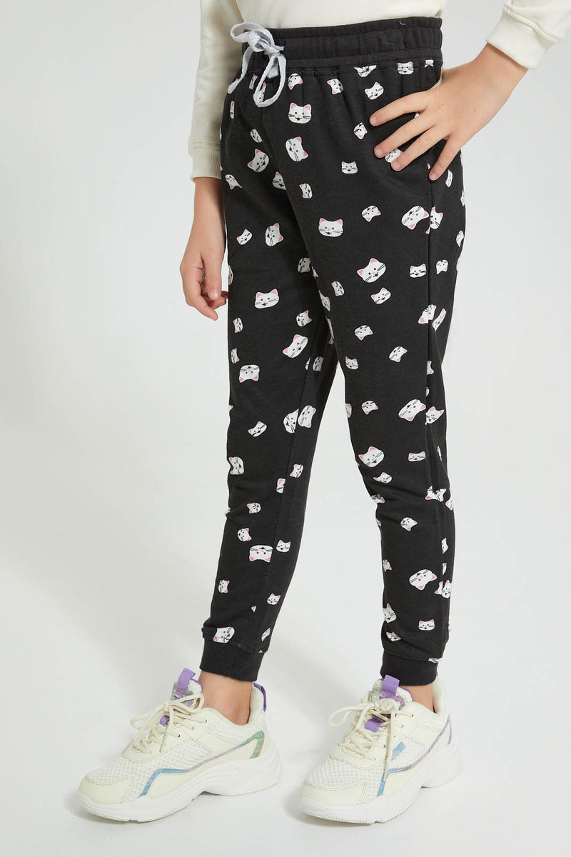 Redtag-Assorted-2Pk-Printed-Active-Pant-Joggers-Girls-2 to 8 Years