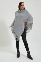 Load image into Gallery viewer, Redtag-Grey-Roll-Neck-Sequined-Poncho-Colour:Grey,-EHW,-Filter:Women's-Clothing,-New-In,-New-In-Women,-Non-Sale,-Section:Women,-W21B,-Women-Pullovers-Women's-