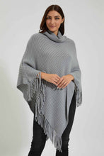Load image into Gallery viewer, Redtag-Grey-Roll-Neck-Sequined-Poncho-Colour:Grey,-EHW,-Filter:Women's-Clothing,-New-In,-New-In-Women,-Non-Sale,-Section:Women,-W21B,-Women-Pullovers-Women's-