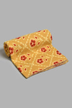 Load image into Gallery viewer, Redtag-Mustard-Colour-Floral-Printed-Single-Fleece-Blanket-Blankets-Home-Bedroom-