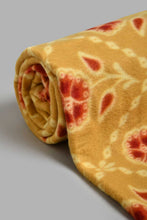 Load image into Gallery viewer, Redtag-Mustard-Colour-Floral-Printed-Single-Fleece-Blanket-Blankets-Home-Bedroom-