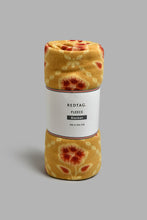 Load image into Gallery viewer, Redtag-Mustard-Colour-Floral-Printed-Single-Fleece-Blanket-Blankets-Home-Bedroom-