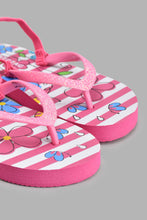 Load image into Gallery viewer, Redtag-Fuchsia-Flower-Print-Flip-Flop-Toe-Posts-Girls-3 to 5 Years