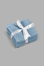 تنزيل الصورة على معرض الصور، Redtag-Blue-Textured-Cotton-Face-Towel-Set-(4-Piece)-Face-Towels-Home-Bathroom-