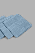 تنزيل الصورة على معرض الصور، Redtag-Blue-Textured-Cotton-Face-Towel-Set-(4-Piece)-Face-Towels-Home-Bathroom-