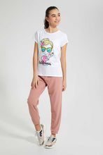 تنزيل الصورة على معرض الصور، Redtag-White-Graphic-T-Shirt-Cropped-Tops-Senior-Girls-9 to 14 Years
