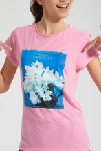 تنزيل الصورة على معرض الصور، Redtag-Lt-Pink-Graphic-T-Shirt-Cropped-Tops-Senior-Girls-9 to 14 Years