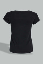 Load image into Gallery viewer, Redtag-Black-Graphic-T-Shirt-Cropped-Tops-Senior-Girls-9 to 14 Years
