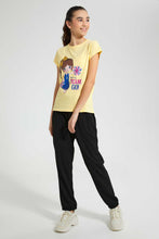 تنزيل الصورة على معرض الصور، Redtag-Yellow-Graphic-T-Shirt-Cropped-Tops-Senior-Girls-9 to 14 Years