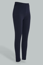 تنزيل الصورة على معرض الصور، Redtag-Navy-Jacquard-Legging-Leggings-Senior-Girls-9 to 14 Years