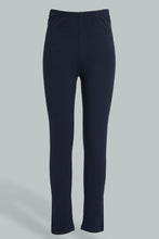 تنزيل الصورة على معرض الصور، Redtag-Navy-Jacquard-Legging-Leggings-Senior-Girls-9 to 14 Years