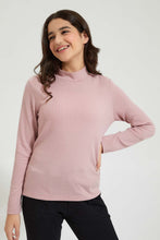 تنزيل الصورة على معرض الصور، Redtag-Light-Pink-Rib-Highneck-T-Shirt-Plain-Senior-Girls-9 to 14 Years