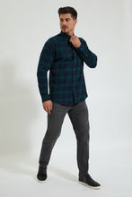 Load image into Gallery viewer, Redtag-Blue/Green-Check-Shirt-Colour:Blue,-Filter:Men's-Clothing,-Men-Shirts,-New-In,-New-In-Men,-Non-Sale,-Section:Men,-TBL,-W21B-Men's-
