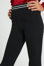 تنزيل الصورة على معرض الصور، Redtag-Black-Jacquard-Legging-With-Waistband-Leggings-Senior-Girls-9 to 14 Years