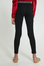 تنزيل الصورة على معرض الصور، Redtag-Black-Jacquard-Legging-With-Waistband-Leggings-Senior-Girls-9 to 14 Years