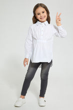 Load image into Gallery viewer, Redtag-White-Half-Placket-Tunic-Blouse-Blouses-Girls-2 to 8 Years