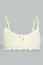Load image into Gallery viewer, Redtag-Light-Yellow/White-Stripes-X-Light-Yellow-Bra-(2Pack)-Non-Padded-Senior-Girls-9 to 14 Years