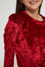 تنزيل الصورة على معرض الصور، Redtag-Red-Velvet-Top-With-Lurex-Sleeve-Blouses-Senior-Girls-9 to 14 Years