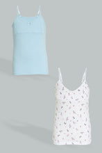 Load image into Gallery viewer, Redtag-Lt-Blue-X-Floral-Vest-(2Pack)-Vests-Senior-Girls-9 to 14 Years