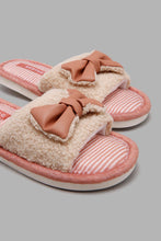 Load image into Gallery viewer, Redtag-Ivory-Bow-Trim-Slippers-Slippers-Senior-Girls-5 to 14 Years