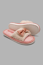 Load image into Gallery viewer, Redtag-Ivory-Bow-Trim-Slippers-Slippers-Senior-Girls-5 to 14 Years