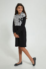 تنزيل الصورة على معرض الصور، Redtag-Black/Tweeds-Hooded-Dress-Dresses-Senior-Girls-9 to 14 Years