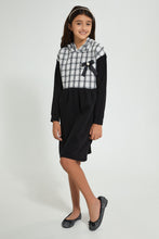 تنزيل الصورة على معرض الصور، Redtag-Black/Tweeds-Hooded-Dress-Dresses-Senior-Girls-9 to 14 Years