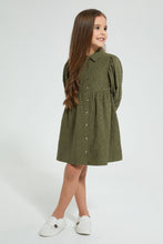 تنزيل الصورة على معرض الصور، Redtag-Olive-Polka-Dot-Dress-Dresses-Girls-2 to 8 Years