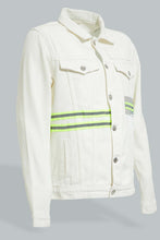 Load image into Gallery viewer, Redtag-White-Denim-Jacket-With-Reflective-Tape-Colour:White,-Filter:Men's-Clothing,-Men-Jackets,-New-In,-New-In-Men,-Non-Sale,-Section:Men,-W21B-Men's-