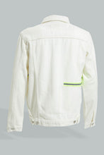 Load image into Gallery viewer, Redtag-White-Denim-Jacket-With-Reflective-Tape-Colour:White,-Filter:Men's-Clothing,-Men-Jackets,-New-In,-New-In-Men,-Non-Sale,-Section:Men,-W21B-Men's-