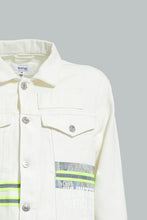 Load image into Gallery viewer, Redtag-White-Denim-Jacket-With-Reflective-Tape-Colour:White,-Filter:Men's-Clothing,-Men-Jackets,-New-In,-New-In-Men,-Non-Sale,-Section:Men,-W21B-Men's-