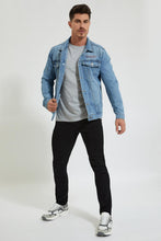 Load image into Gallery viewer, Redtag-Indigo-Denim-Jacket-With-Back-Print-Colour:Indigo,-Filter:Men's-Clothing,-Men-Jackets,-New-In,-New-In-Men,-Non-Sale,-Section:Men,-W21B-Men's-