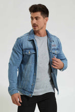 Load image into Gallery viewer, Redtag-Indigo-Denim-Jacket-With-Back-Print-Colour:Indigo,-Filter:Men's-Clothing,-Men-Jackets,-New-In,-New-In-Men,-Non-Sale,-Section:Men,-W21B-Men's-